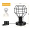 2PCS Industrial Steampunk Table Lamp Vintage Cage Bedside Light with Dual USB Ports & AC Outlet UL-Certified, Portable Nightstand Lamp for Small Spaces